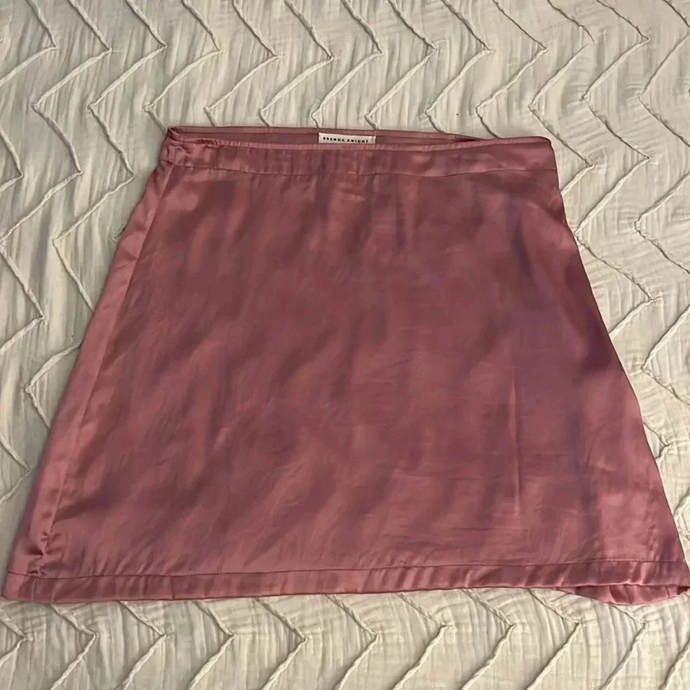 Free People Pink Satin Mini Skirt